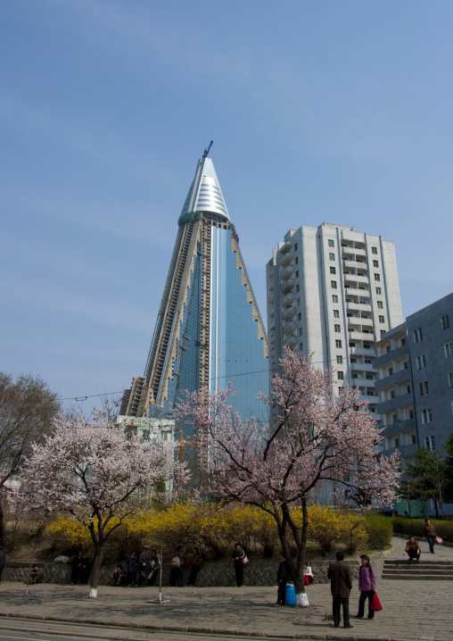 The pyramid-shaped Ryugyong hotel, Pyongan Province, Pyongyang, North Korea