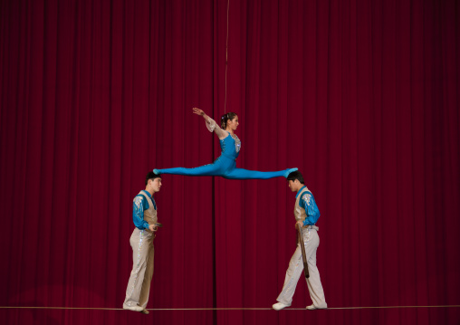 North Korean acrobats in Pyongyang circus, Pyongan Province, Pyongyang, North Korea
