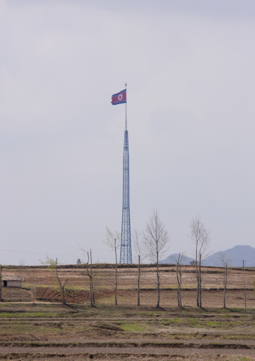 Giant North Korean flag in the Demilitarized Zone, North Hwanghae Province, Panmunjom, North Korea