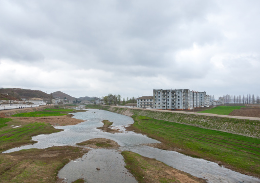 River going thru the town, North Hwanghae Province, Kaesong, North Korea