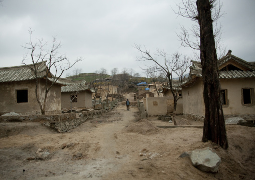 Houses under construction in a village, North Hwanghae Province, Kaesong, North Korea