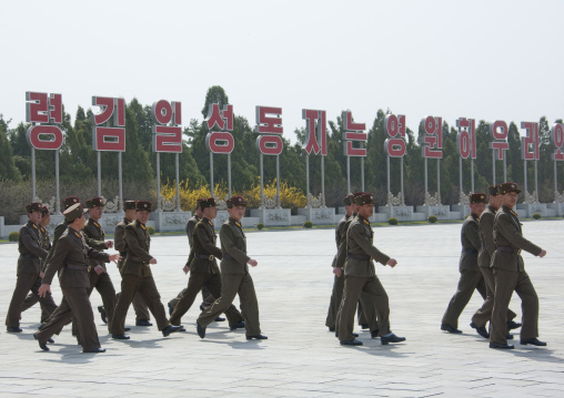 North Korean soldiers in Kumsusan memorial palace, Pyongan Province, Pyongyang, North Korea