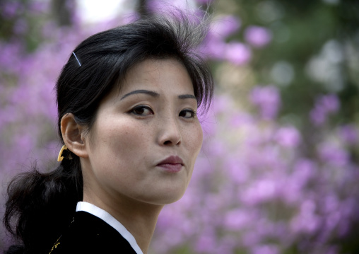 Portrait of a beautiful North Korean woman, Pyongan Province, Pyongyang, North Korea