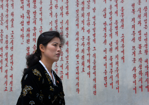 Portrait of a North Korean woman in Jonsung revolutionary museum, Pyongan Province, Pyongyang, North Korea