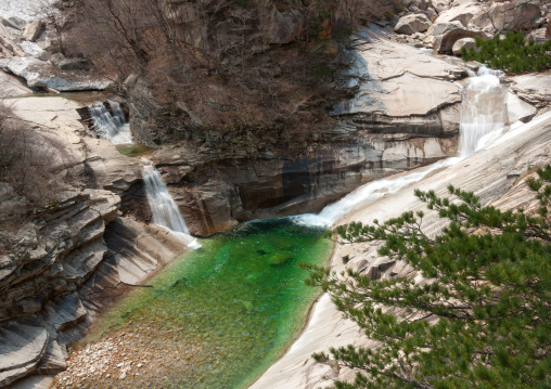 Waterfall and green pool, Kangwon-do, Mount Kumgang, North Korea