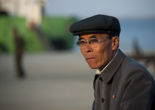 Portrait of a North Korean man with a cap, Kangwon Province, Wonsan, North Korea