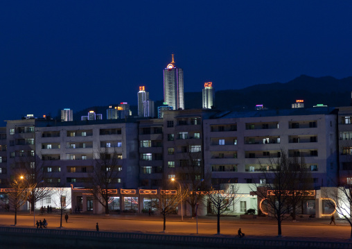 Cityscape by night, Kangwon Province, Wonsan, North Korea