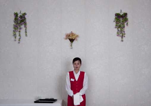 Waitress in a hotel, Ryanggang Province, Samjiyon, North Korea