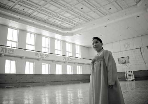 Teacher in the gymnasium of children's palace, Ryanggang Province, Samjiyon, North Korea
