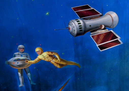 Painting about space exploration in children's palace, Ryanggang Province, Samjiyon, North Korea