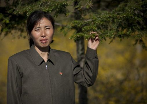 Portrait of a North Korean woman in the countryside, North Hamgyong Province, Jung Pyong Ri, North Korea