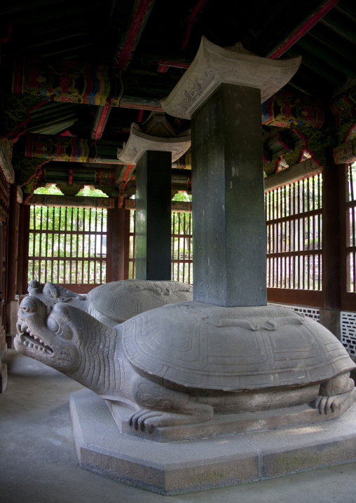 Stone-made turtle sculpture in pyochung pavilion, North Hwanghae Province, Kaesong, North Korea