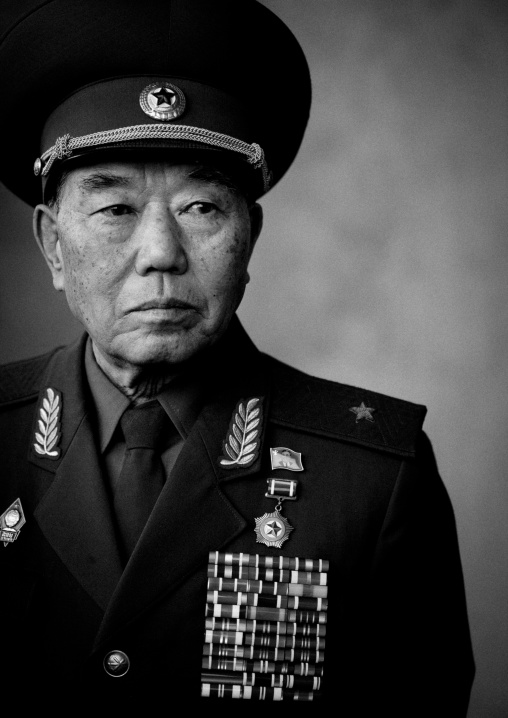 Portrait of a North Korean war veteran called general pak shan su, Pyongan Province, Pyongyang, North Korea