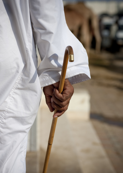 Man Holding A Wooden Walking Stick, Sinaw, Oman
