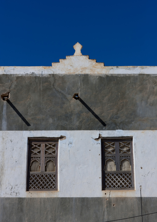 Wooden Windows In Old Dhofari House In Taqa, Oman
