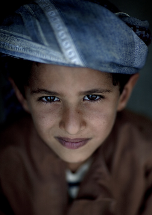 Omani Kid In Blue Turban, Sinaw, Oman