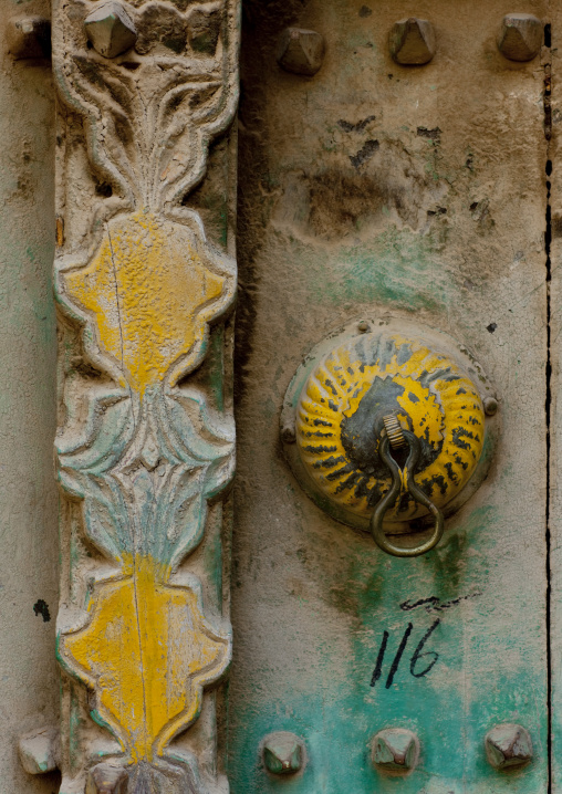 Omani Door Carved In Arabesque, Birkat Al Mauz, Oman