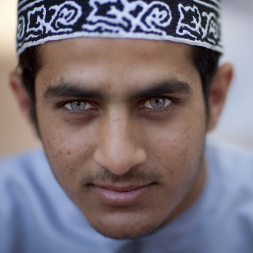 Blue Eyed Omani Man In Dishdasha, Nizwa, Oman