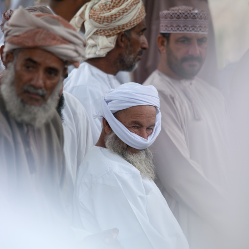Old Men In Nizwa Cattle Market, Oman