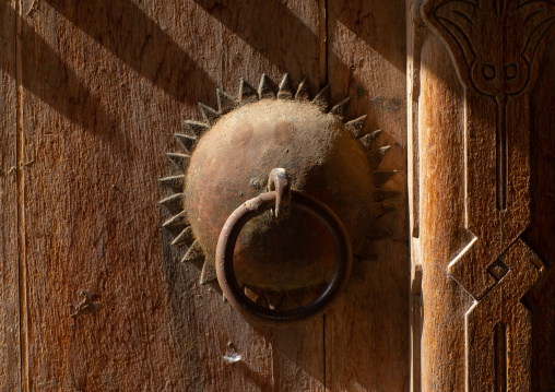 Omani wooden carved door knocker, Ad Dakhiliyah Region, Nizwa, Oman
