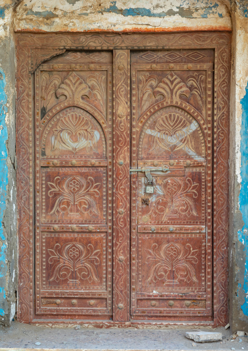 Omani wooden door, Dhofar Governorate, Mirbat, Oman