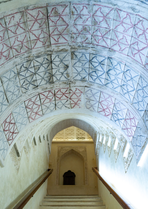 Decorated ceiling inside jabrin castle, Ad Dakhiliyah Region, Jabreen, Oman