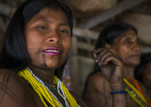 Panama, Darien Province, Bajo Chiquito, Women Of The Native Indian Embera Tribe