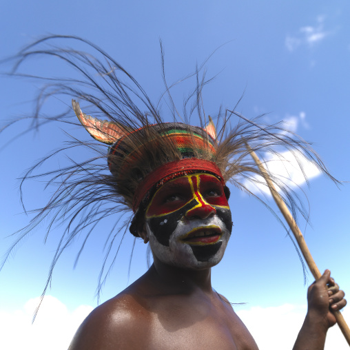 Portrait of a Kunga boy during a sing-sing, Western Highlands Province, Mount Hagen, Papua New Guinea