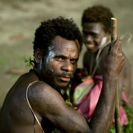 portrait of a father and his son, New Ireland Province, Langania, Papua New Guinea