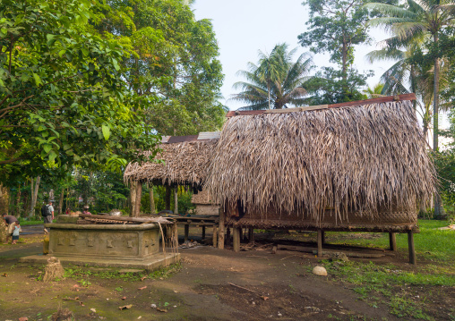 Grave near a house in a village, Milne Bay Province, Trobriand Island, Papua New Guinea