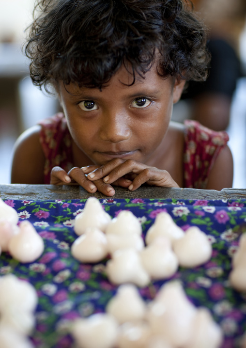 Islander girl in a market, Milne Bay Province, Trobriand Island, Papua New Guinea