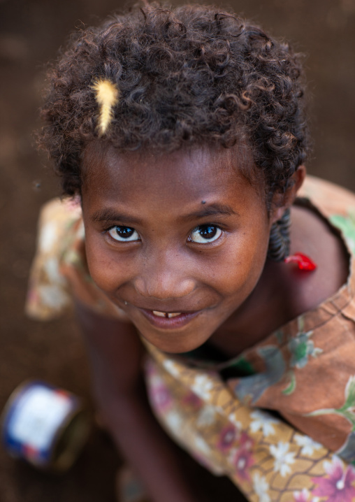 Portrait of a cute girl, Milne Bay Province, Trobriand Island, Papua New Guinea