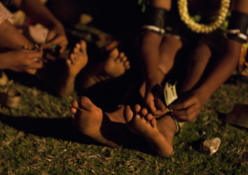 Female tribal dancers feet, Milne Bay Province, Trobriand Island, Papua New Guinea