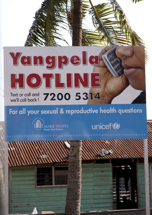 Health hotline poster, National Capital District, Port Moresby, Papua New Guinea