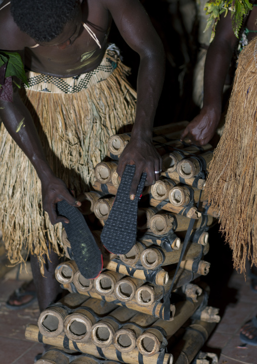 Tatok bamboo band in Pororan island, Autonomous Region of Bougainville, Bougainville, Papua New Guinea