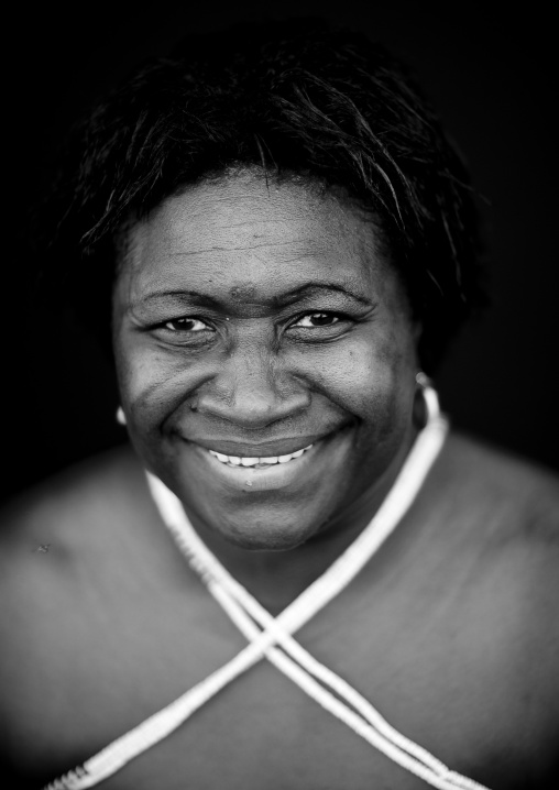 Portrait of a woman in traditional clothes, Autonomous Region of Bougainville, Bougainville, Papua New Guinea