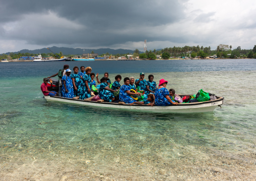 Women in a boat, Autonomous Region of Bougainville, Bougainville, Papua New Guinea