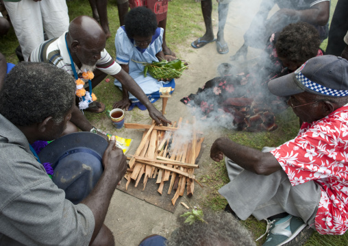Traditional ceremony with wood burning, Autonomous Region of Bougainville, Bougainville, Papua New Guinea