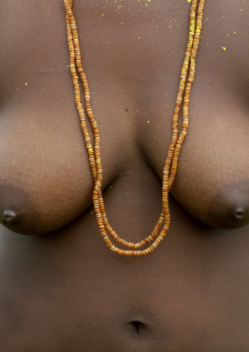 topless woman with a shell necklace, Autonomous Region of Bougainville, Bougainville, Papua New Guinea