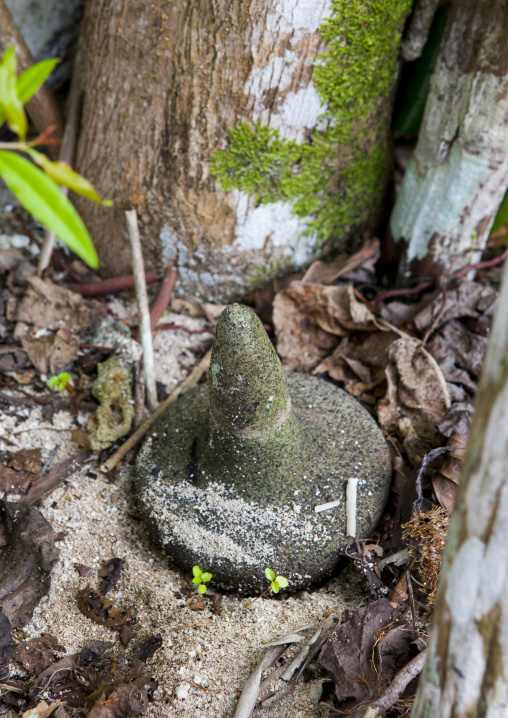 Magic stone hidden in the forest, New Ireland Province, Laraibina, Papua New Guinea