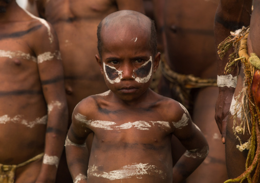 Khoril tribe boys during a sing sing, Western Highlands Province, Mount Hagen, Papua New Guinea