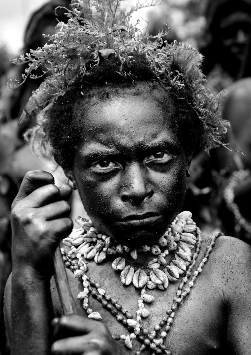 Portrait of a Emira tribe boy during a Sing-sing, Western Highlands Province, Mount Hagen, Papua New Guinea