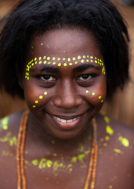 Portrait of a woman with a traditional makeup, Autonomous Region of Bougainville, Bougainville, Papua New Guinea