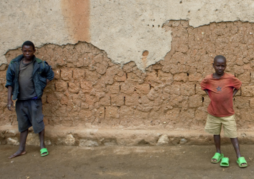 Rwanda boys playing with shoes in the street, Lake Kivu, Gisenye, Rwanda
