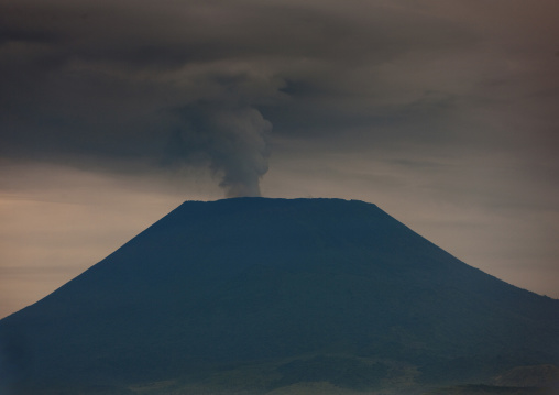 Smoke coming out of nyiragongo congo volcano, Lake Kivu, Gisenye, Rwanda