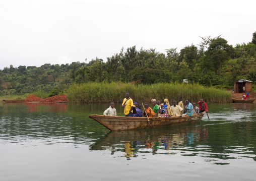 Rwandan people on a boat, Lake Kivu, Nkombo, Rwanda