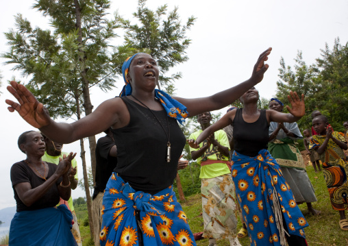 Rwandan women performing a traditional dance, Lake Kivu, Nkombo, Rwanda