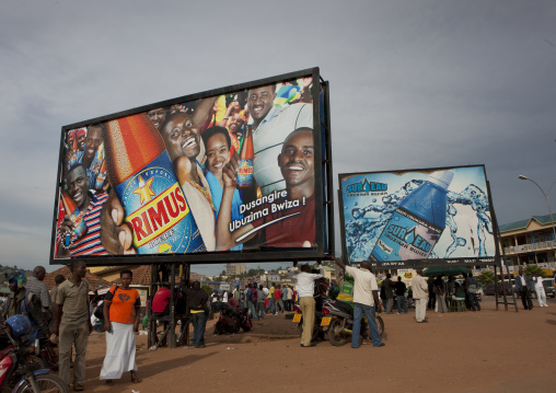 Advertisement billboards in the street, Kigali Province, Kigali, Rwanda