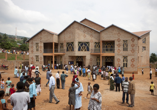 People going out of the church after the sunday mass, Kigali Province, Kigali, Rwanda