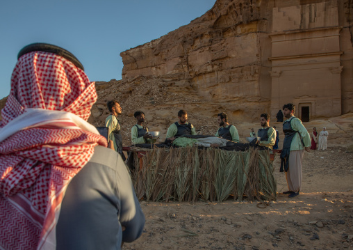 Saudi actors during an historical play in an open air theater in Madain Saleh, Al Madinah Province, Alula, Saudi Arabia